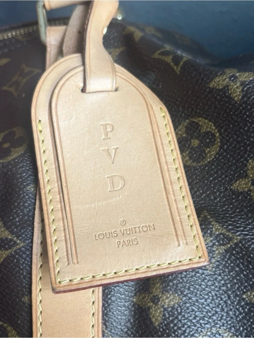 Auth LOUIS VUITTON Keepall Bandouliere 55 Monogram Canvas Duffel Bag PVD Initial